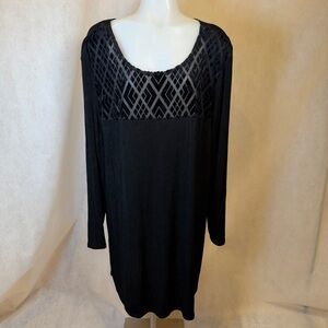 Vintage 90s Black Velvet Panel Dress 20W Shoulder Pads USA